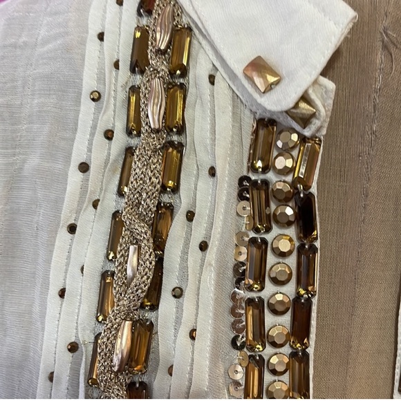 Supord Manage White Gold Beaded Bolero Cropped Jacket - Picture 7 of 13